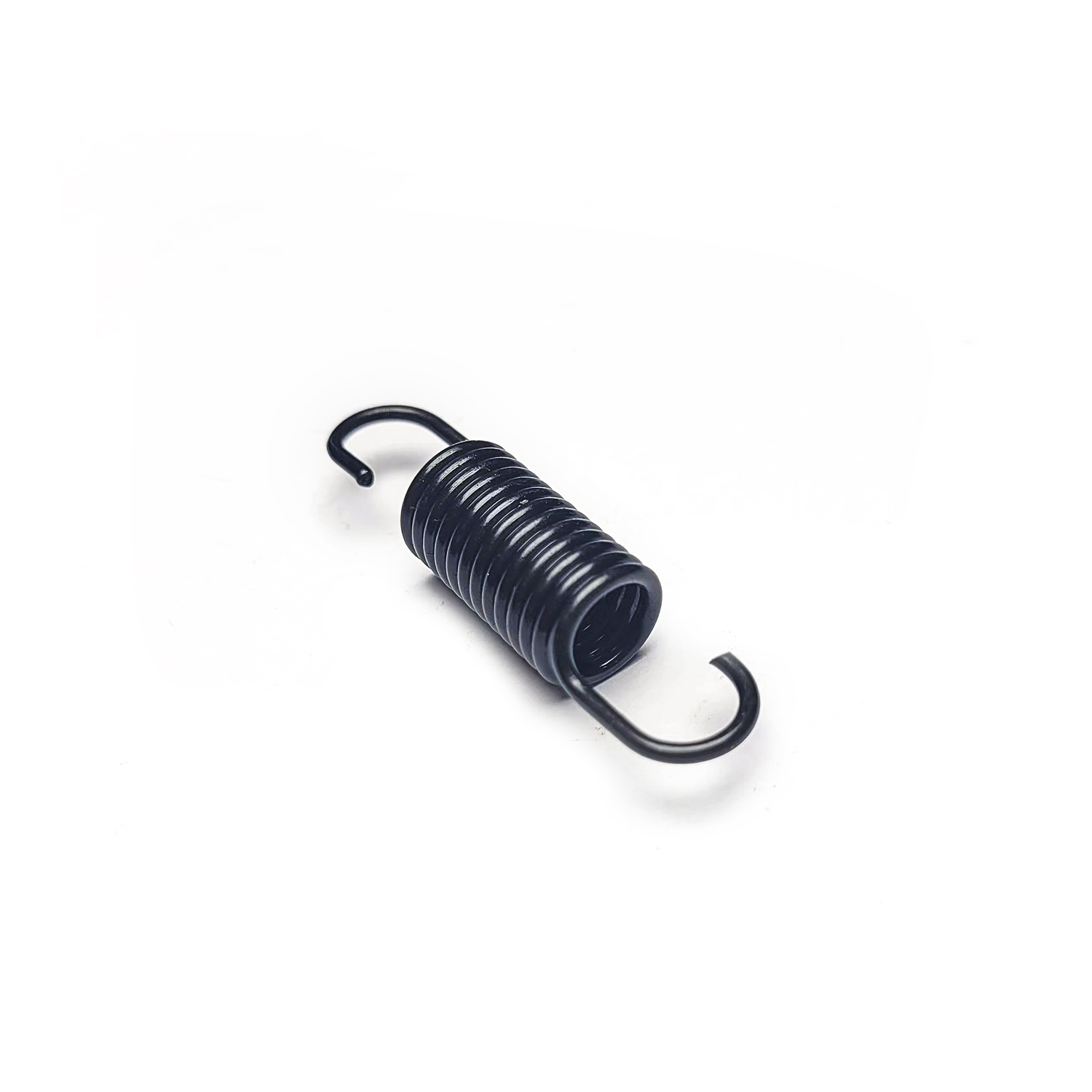 Black extension spring with open hooks