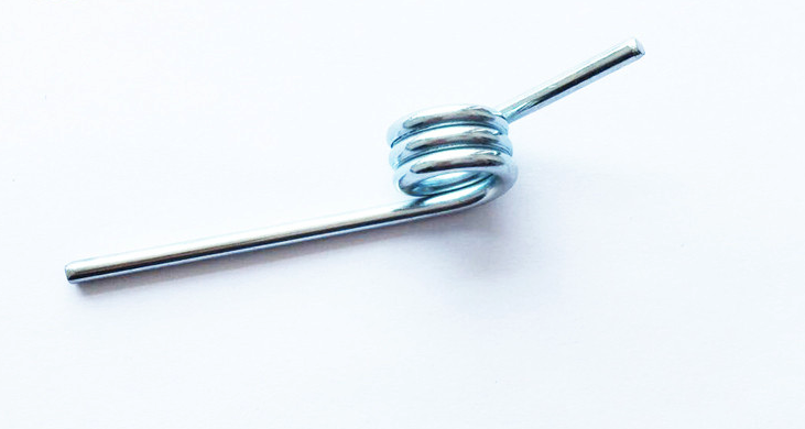 Blue zinc plated torsion spring with straight legs