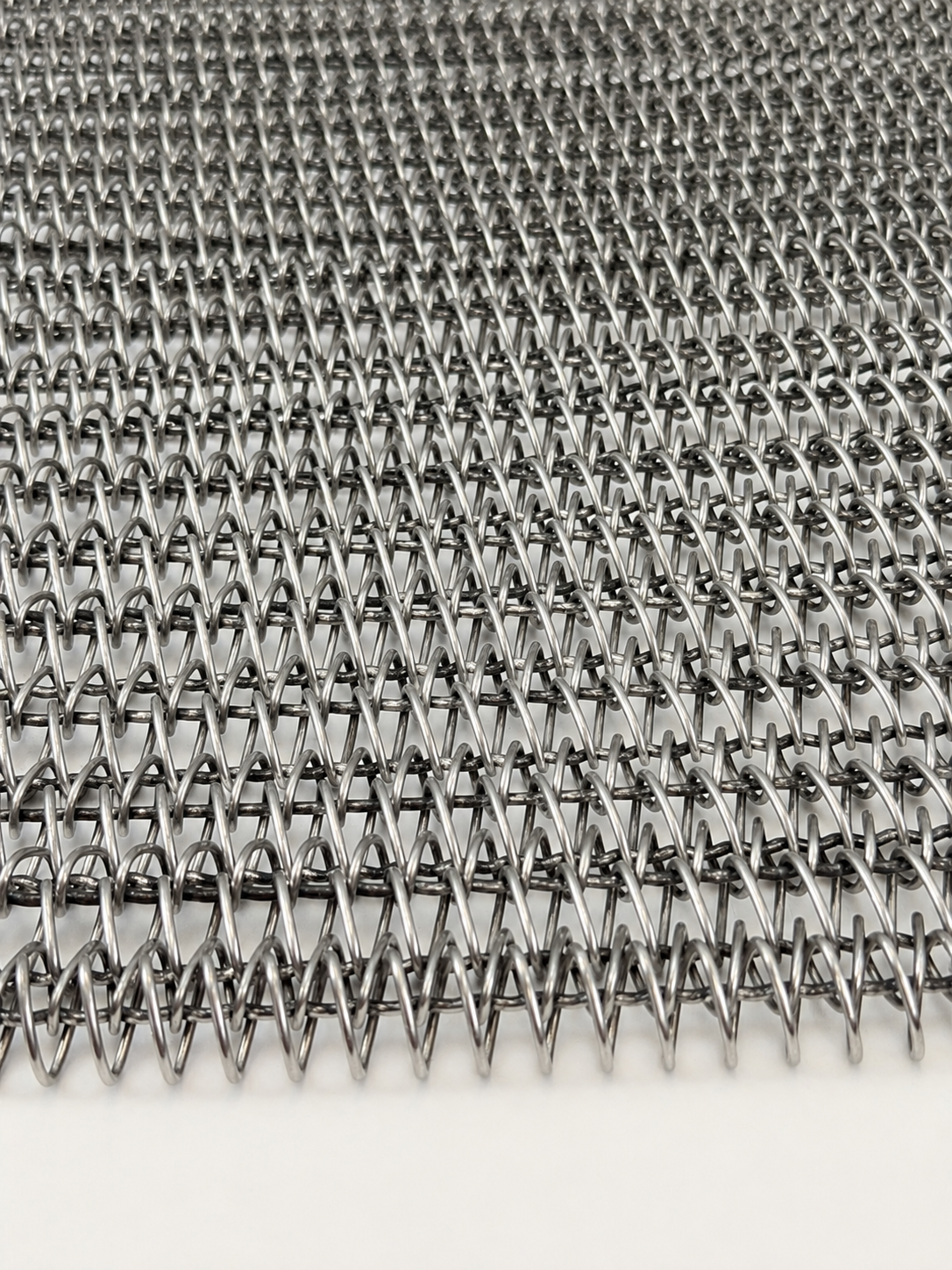 Balanced weave wire mesh conveyor belt close up